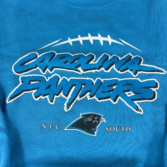 Y2K NFL Carolina Panthers Football Sweatshirt Fits Small Blue Crewneck Tag L - Picture 4 of 15
